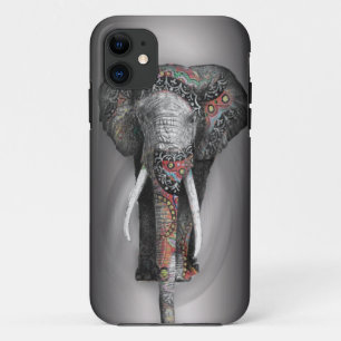 Capa Para iPhone 11 Elefante retro bonito da flor