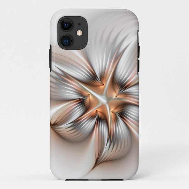 Capa Para iPhone 11 Elegância Floral Moderna Abstrato de Arte Fractal (Verso)