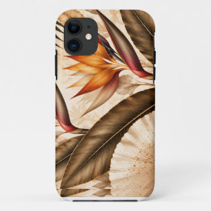 Capa Para iPhone 11 Elegante Ave do Paraíso & Ginkgo Arte Botânica