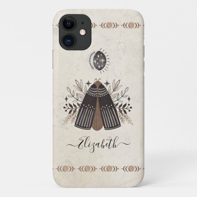 Capa Para iPhone 11 Elegante Bohemian Butterfly Moth (Verso)