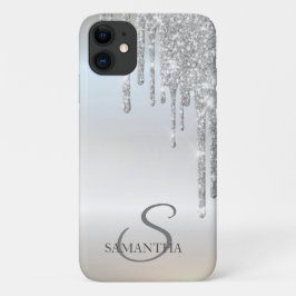 Capa Para iPhone 11 Elegante Brilho Prateado com Gotas