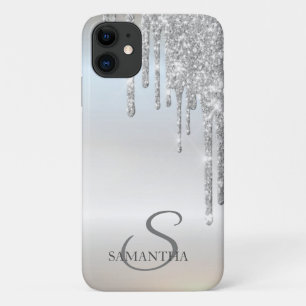 Capa Para iPhone 11 Elegante Brilho Prateado com Gotas
