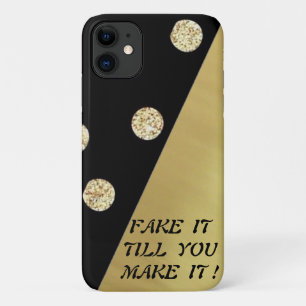 Capa Para iPhone 11 Elegante Chic Pontos Pretos e Dourados -Mensagem M