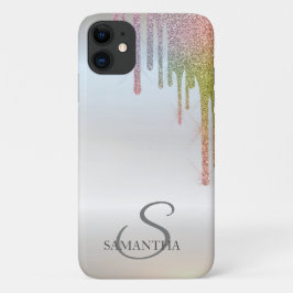 Capa Para iPhone 11 Elegante Chuva de Brilho Arco-Íris Prata