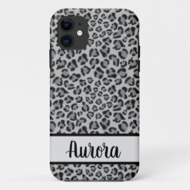 Capa Para iPhone 11 Elegante cinza Negra Leopardo Chita