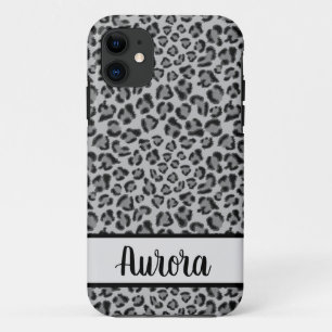 Capa Para iPhone 11 Elegante cinza Negra Leopardo Chita