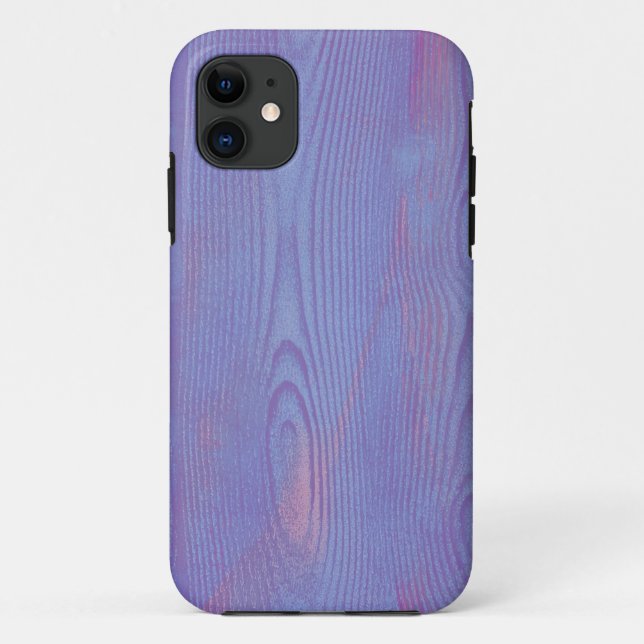 Capa Para iPhone 11 Elegante de grãos de madeira de Abstrato violeta v (Verso)