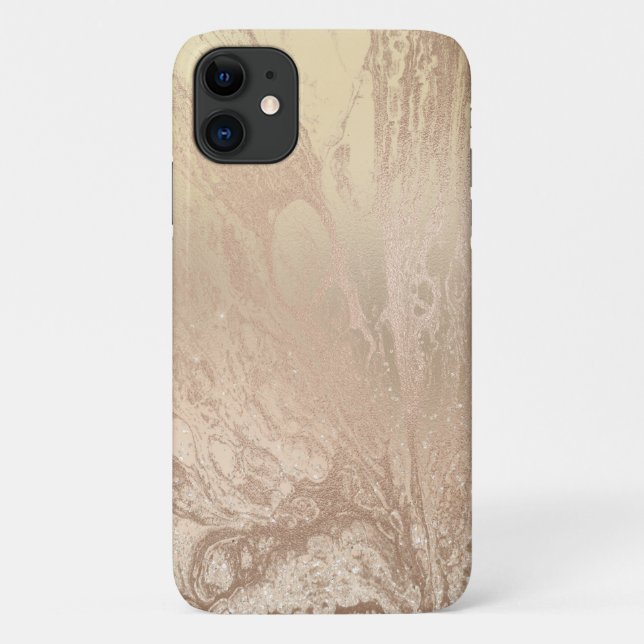 Capa Para iPhone 11 Elegante de rosa de cobre de ouro moderno (Verso)