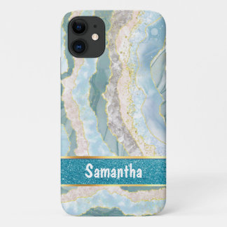 Capa Para iPhone 11 Elegante do nome de cintim verde-Dourado