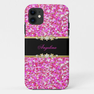 Capa Para iPhone 11 Elegante e sofisticado visual com brilho rosa pret