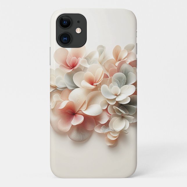 Capa Para iPhone 11 Elegante Floral Abstrata em Seda com Camadas - Ros (Verso)