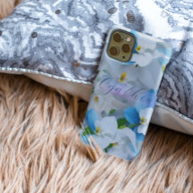 Elegante Girly Floral Blue Personalizado