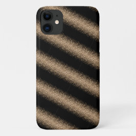 Capa Para iPhone 11 Elegante Glitter Ombre Preto e Dourado