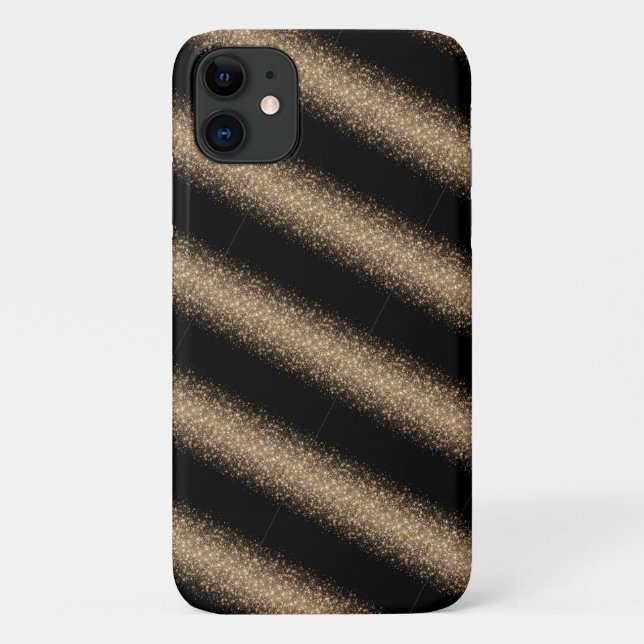 Capa Para iPhone 11 Elegante Glitter Ombre Preto e Dourado (Verso)