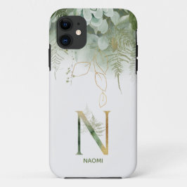 Capa Para iPhone 11 Elegante - Letra Floral Verde N