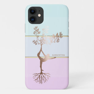 Capa Para iPhone 11 Elegante Listrado, Silhueta de Menina em Ombre Dou