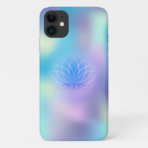 Capa Para iPhone 11 Elegante Lótus Azul Holográfico