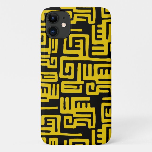 Capa Para iPhone 11 Elegante Mínimo Africano - Padrão Amarelo (Verso)
