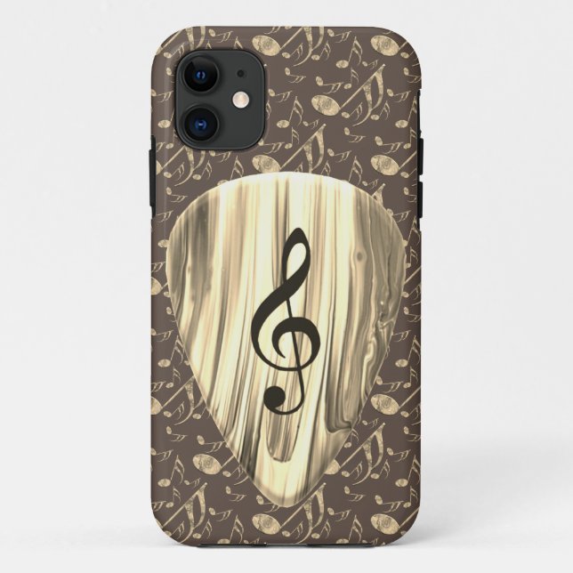 Capa Para iPhone 11 Elegante Ouro Treble Clef Music Art (Verso)