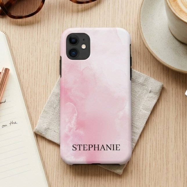 Capa Para iPhone 11 Elegante Rosa Bege Suave Aquarela (Criador carregado)
