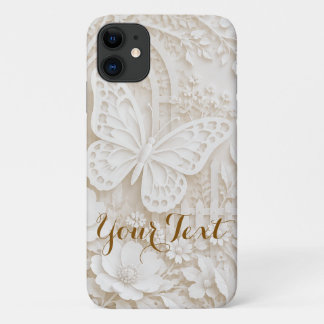 Capa Para iPhone 11 Eleganter Papercut Schmetterling mit Blumenrahmen