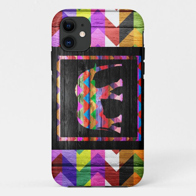 Capa Para iPhone 11 Elephant Chevron Pattern (Verso)