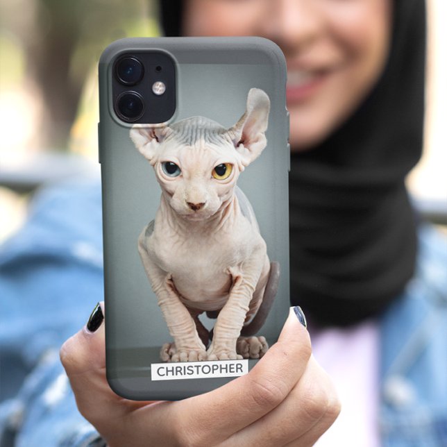 Capa Para iPhone 11 Elf Sphynx Cat Fotografia | Adicione seu nome (Criador carregado)