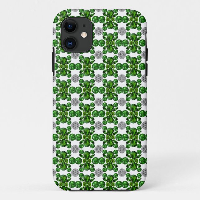 Capa Para iPhone 11 Emerald Diamond Gemstone Art Green (Verso)