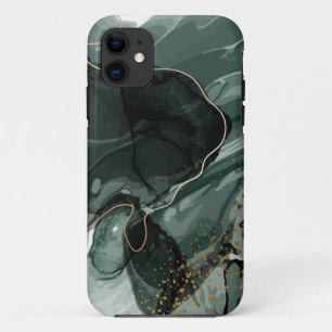 Capa Para iPhone 11 Emerald Green e Dourado Marble, Fundo Marble