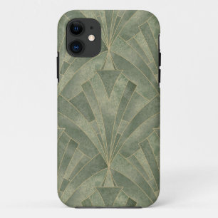 Capa Para iPhone 11 Emerald Green e Dourado padrão de arte deco