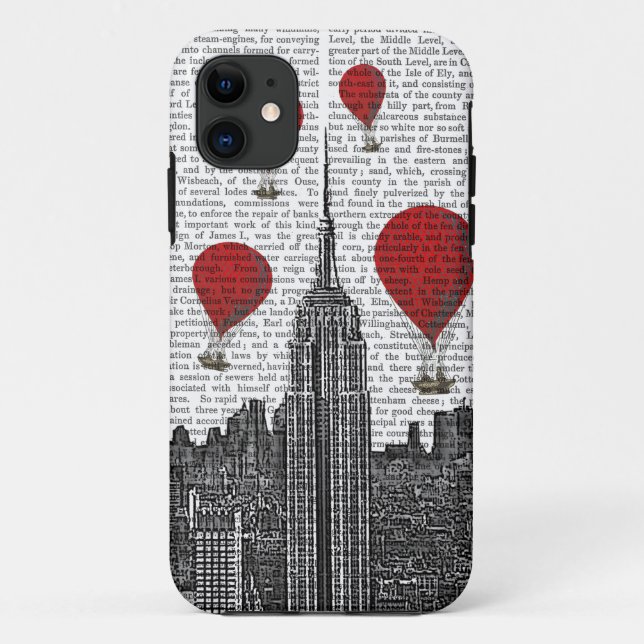 Capa Para iPhone 11 Empire State Building e Red Hot Air Balloons (Verso)