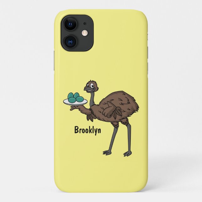 Capa Para iPhone 11 Emu com ilustração de desenho animado de ovos (Verso)