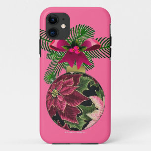 Capa Para iPhone 11 Enfeite Burgundy Poinsettia Retro anos 50
