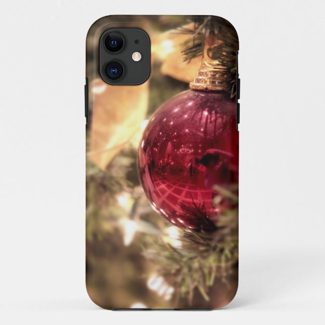 Capa Para iPhone 11 enfeite de árvore de natal vermelho festivo (Verso)