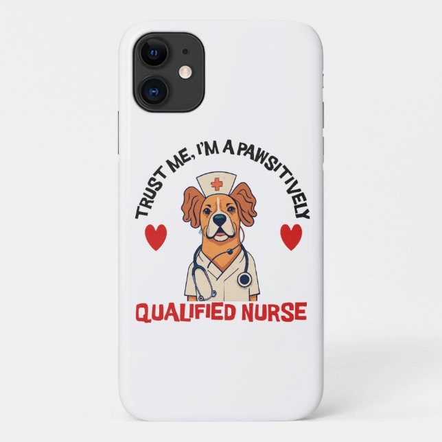 Capa Para iPhone 11 Enfermeiro Qualificado Pawsitively (Verso)