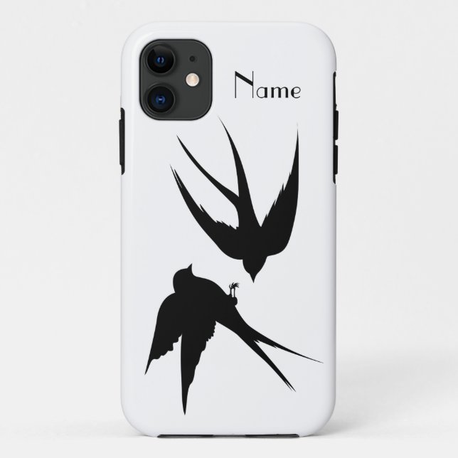 Capa Para iPhone 11 Engolir Aves Silhouettes Thunder_Cove (Verso)