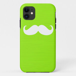 Capa Para iPhone 11 Engraçado bigode branco no fundo amarelo verde