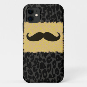 Capa Para iPhone 11 Engraçado bigode e impressão leopardo