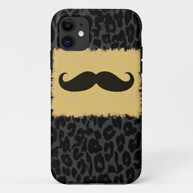 Capa Para iPhone 11 Engraçado bigode e impressão leopardo (Verso)