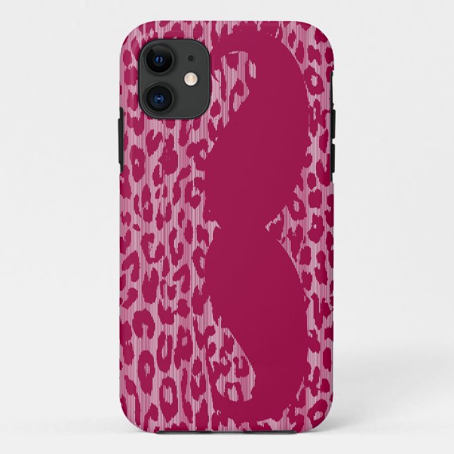 Capa Para iPhone 11 Engraçado bigode na pele do leopardo (Verso)