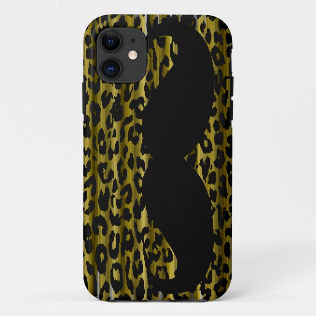 Capa Para iPhone 11 Engraçado bigode no leopardo 3 (Verso)
