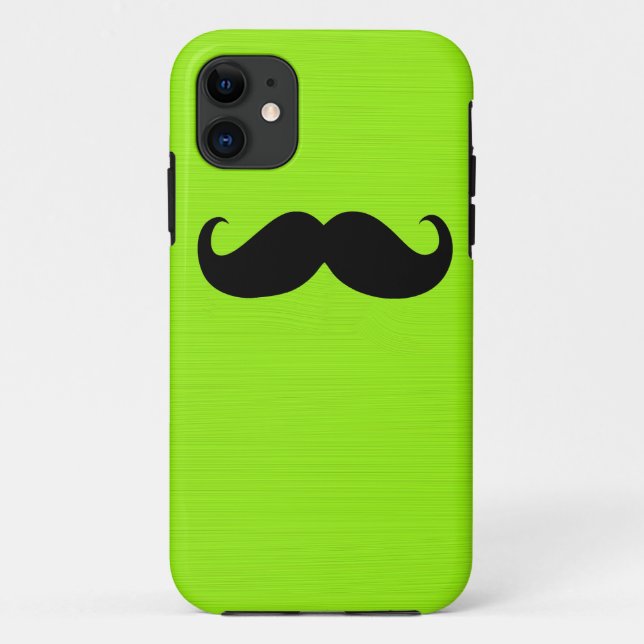 Capa Para iPhone 11 Engraçado bigode preto no fundo amarelo verde (Verso)