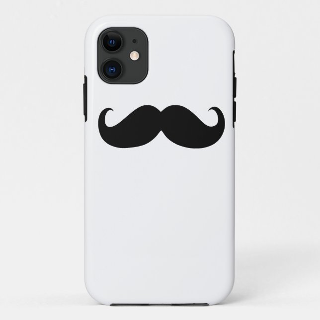 Capa Para iPhone 11 Engraçado bigode preto no fundo branco (Verso)