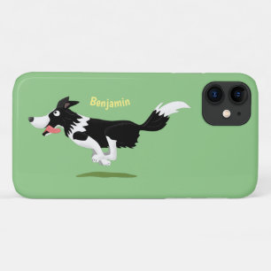Capa Para iPhone 11 Engraçado Cão da Borda Collie executando desenho a