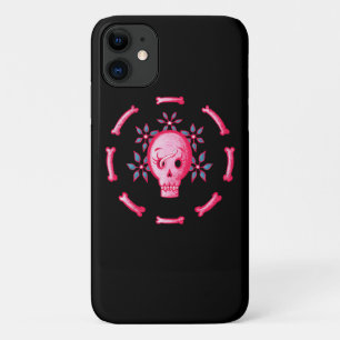 Capa Para iPhone 11 Engraçado Design do crânio - Crânio rosa com verme