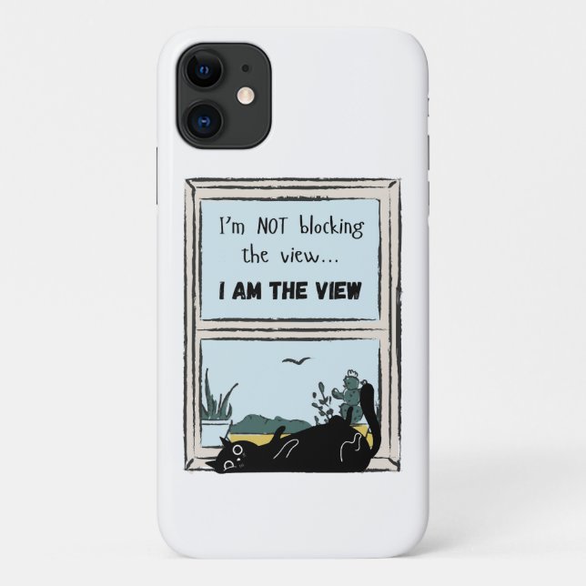 Capa Para iPhone 11 Engraçado Gato Negro, sou vista (Verso)