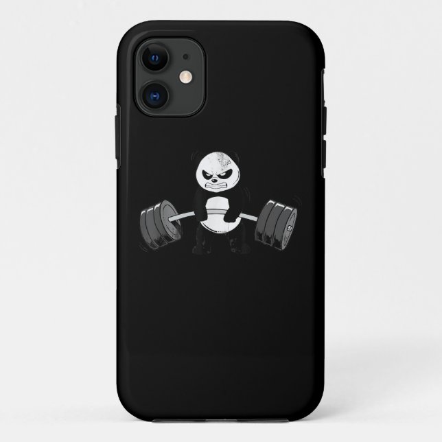 Capa Para iPhone 11 Engraçado Panda Workout Kitten Gym Deadlifpower (Verso)