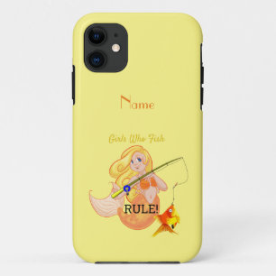 Capa Para iPhone 11 Engraçado Pescar Sereia Rapariga Trovão_Cove  