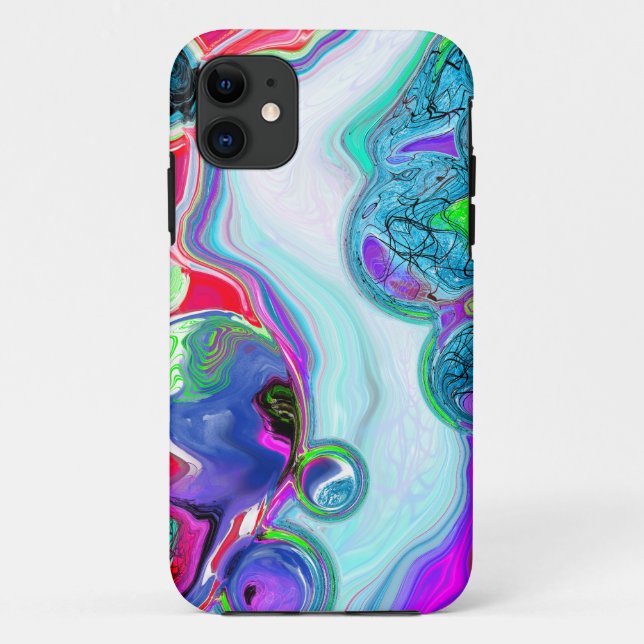 Capa Para iPhone 11 Enxertos Coloridos Marble Fluid Art (Verso)