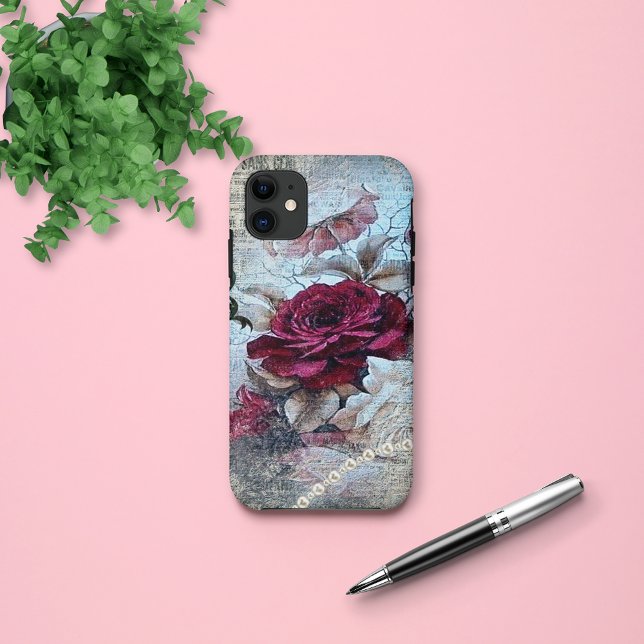 Capa Para iPhone 11 Ephemera Rosa vitoriana (Criador carregado)
